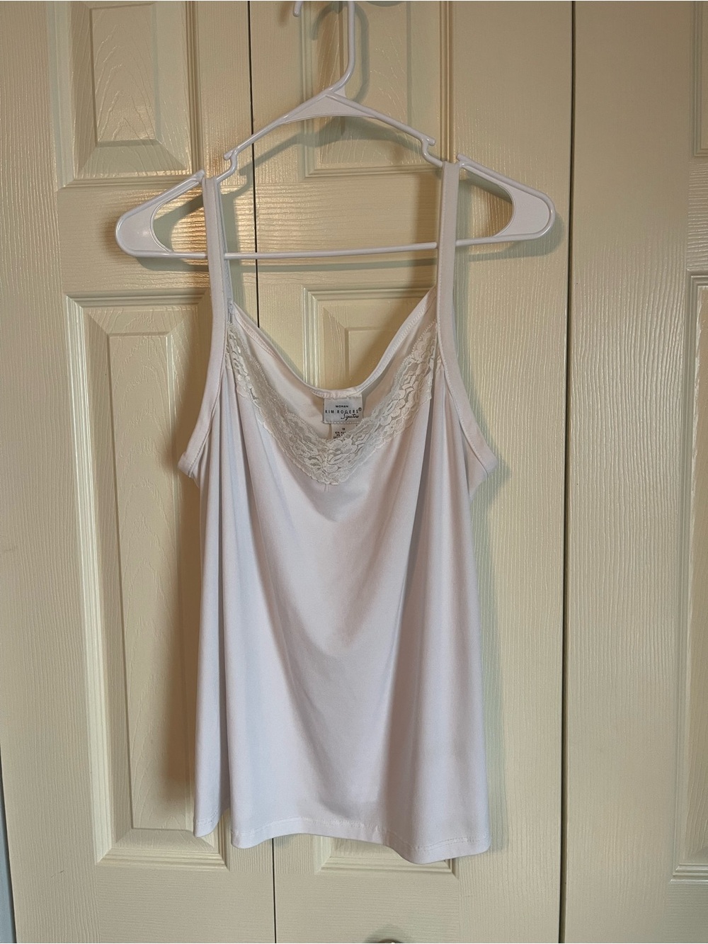 Kim Rogers White Lace-Trimmed Camisole Top
